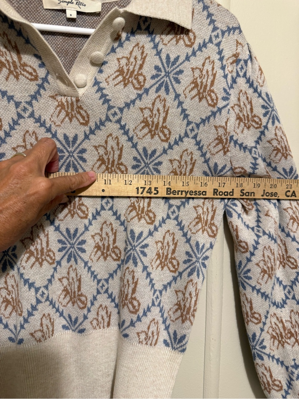 Simple Retro knit polo sweater  small patterned design with a vintage - Picture 4 of 9